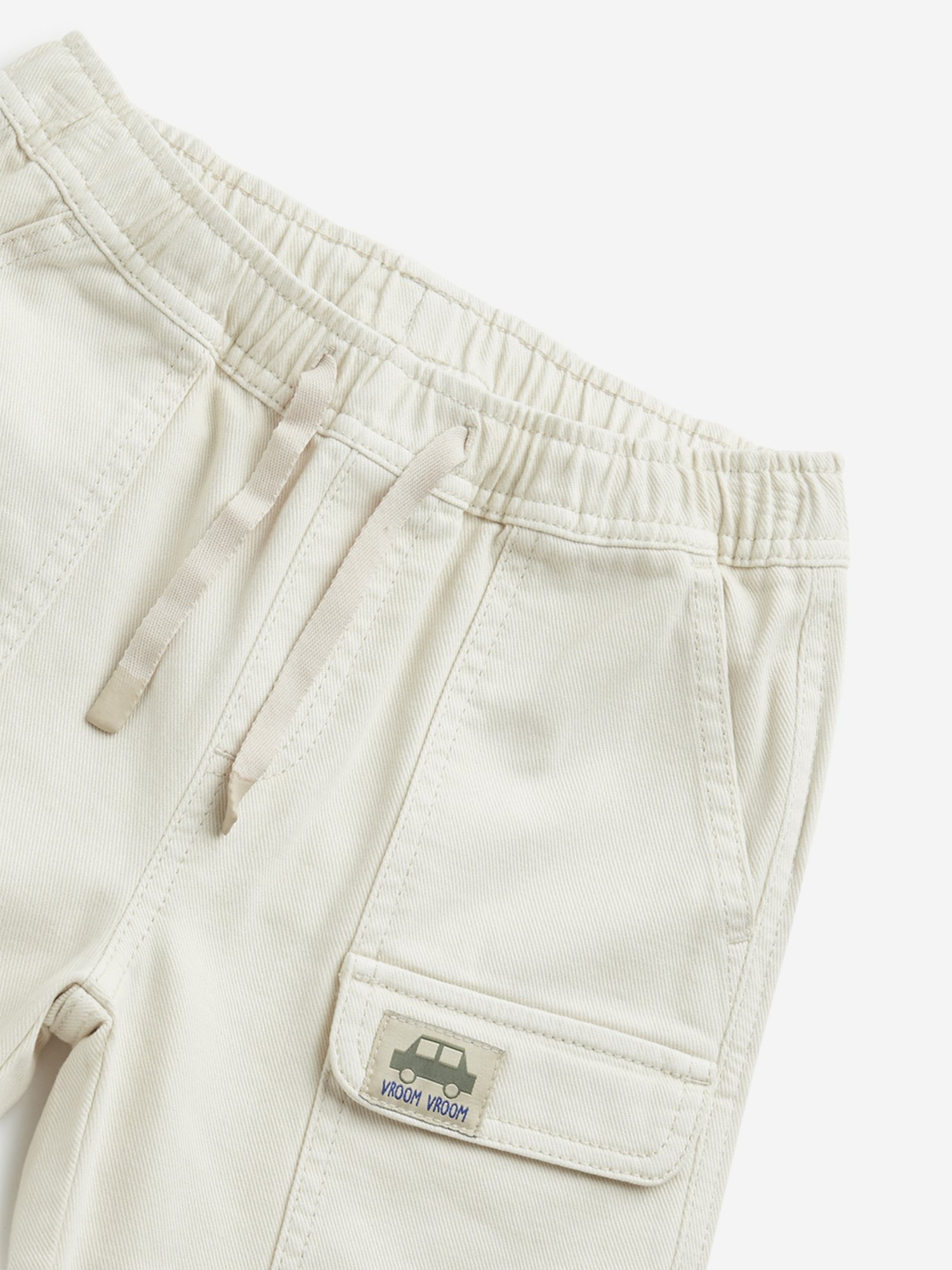 HOP Kids by Westside Off-White Mid-Rise Cargo-Style Denim Shorts