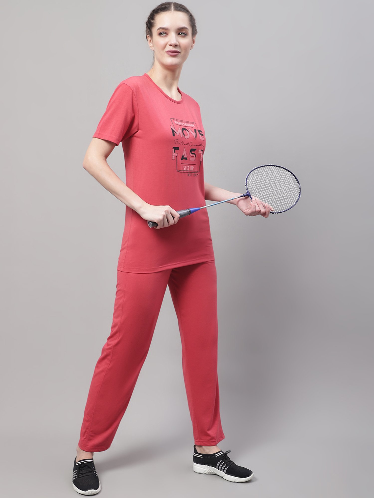 Vimal Jonney Olive & Pink Printed T-Shirt With Track Pants - Pack of 2