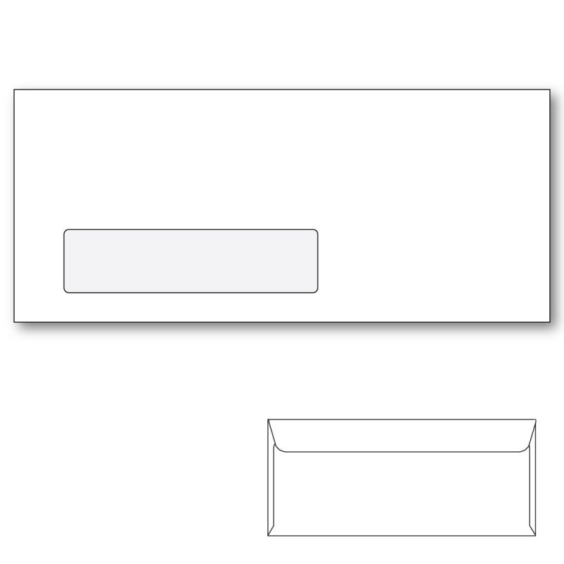 #10 Commercial Window Envelope, Side Seam, White Wove, 4-1/8" x 9-1/2". 2500 per Carton