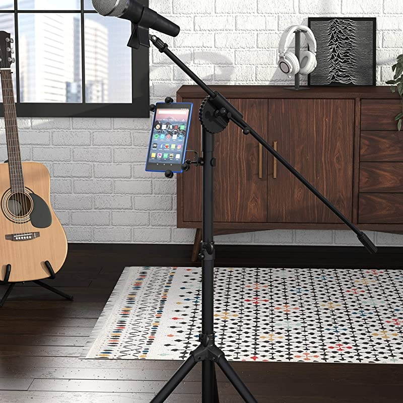 Basics Adjustable TabletiPad Mount Holder for Microphone Stand and Music Stand