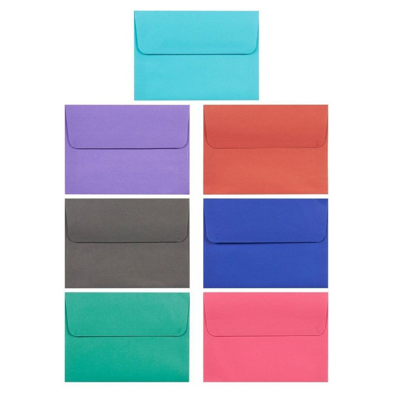 100 Pack Assorted Colors A7 Envelopes - Includes Blue, Pink, Purple, Green, Greeting Cards and Invitation Self Seal Square Flap Envelopes, 5.25x7.25"