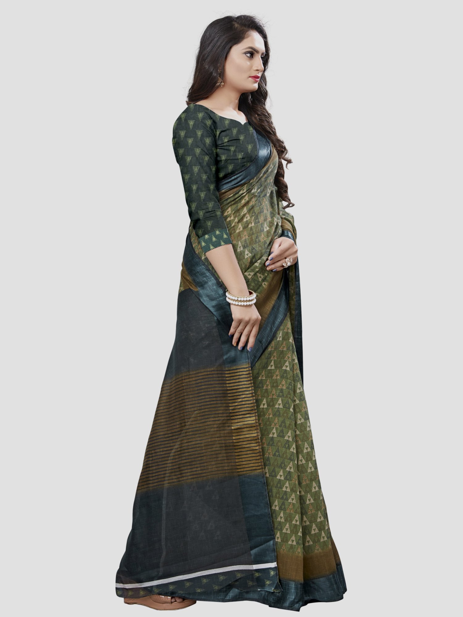 Unnati Silks Red Silk Printed Saree With Unstitched Blouse