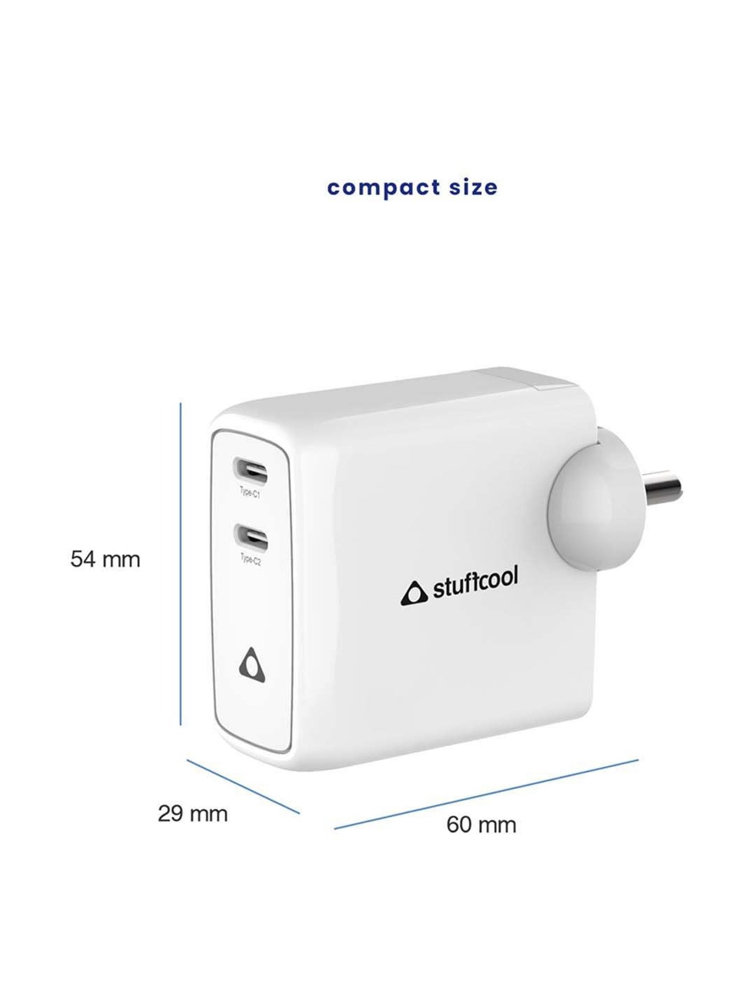 Stuffcool WCNEO45-WHT 45W Dual Type C Wall Charger (White)