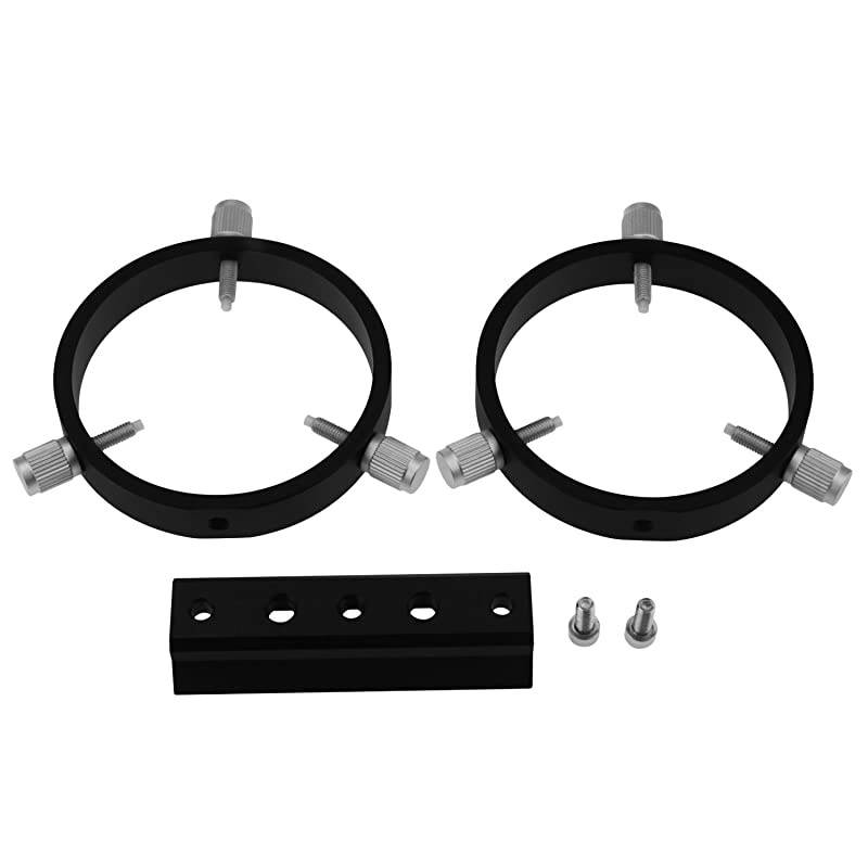 Adjustable Guiding Scope Ring Set with Plate 80 mm Inside Diameter Pair for Telescope Tube Diameter or Finders 53 to 79mm