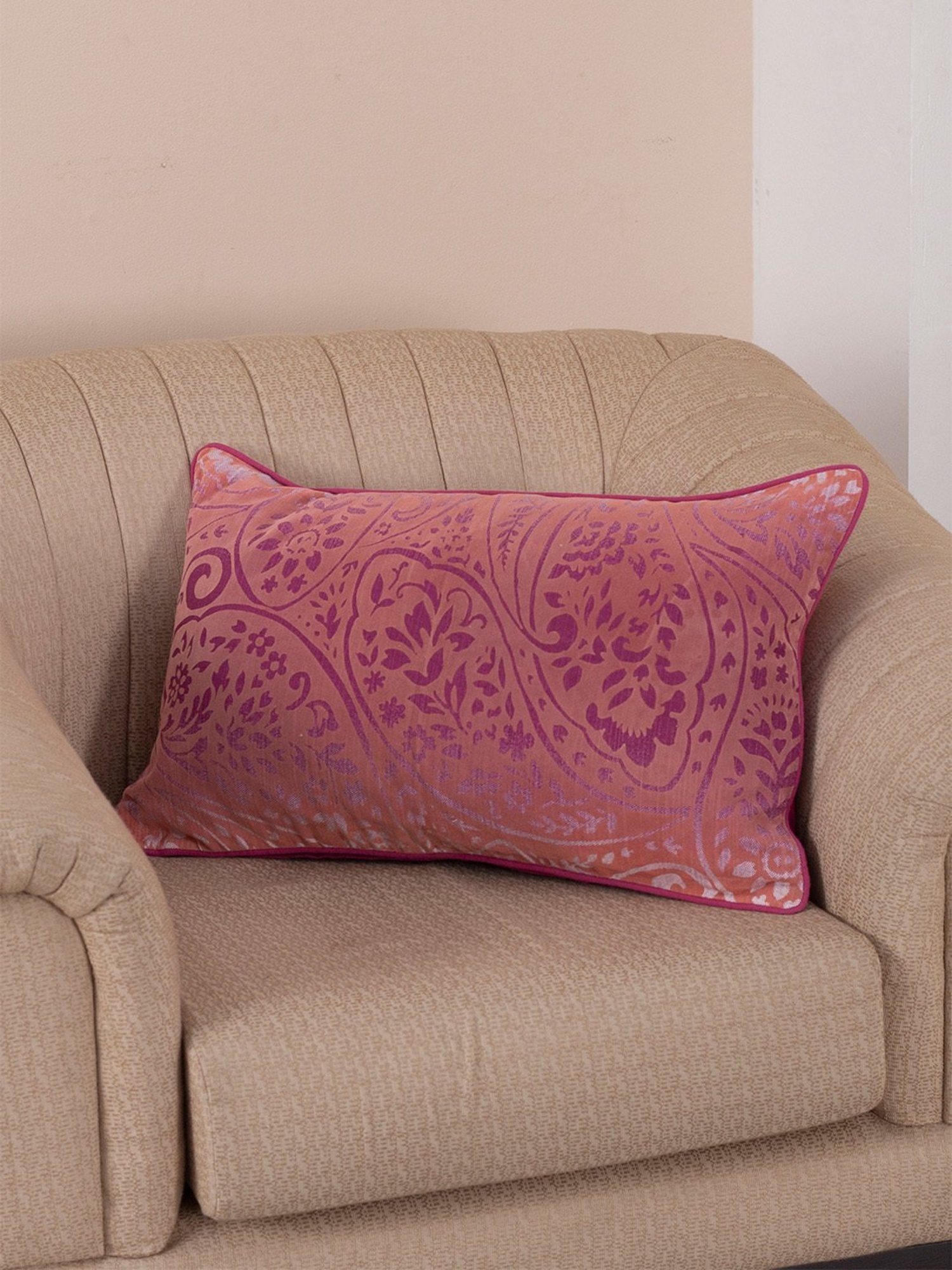 Maspar Hues Folklore Transition Floral Red Cotton Cushion Cover