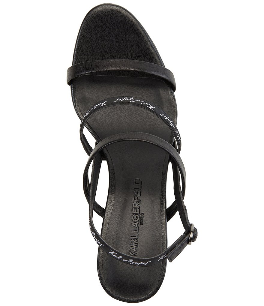 KARL LAGERFELD PARIS Dextra Script Logo Strap Kitten Heel Dress Sandals