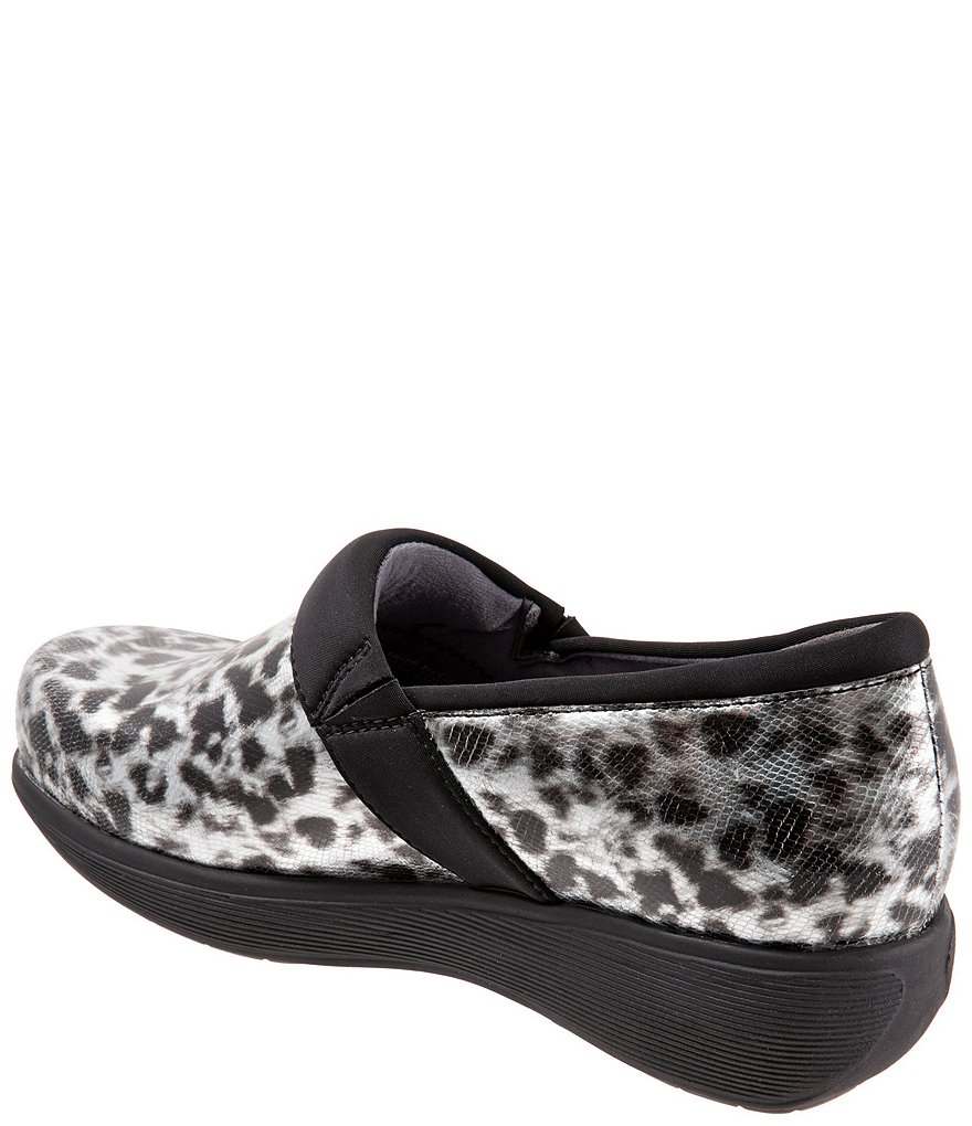 SoftWalk Meredith Sport Leopard Print Leather Slip-On Clogs