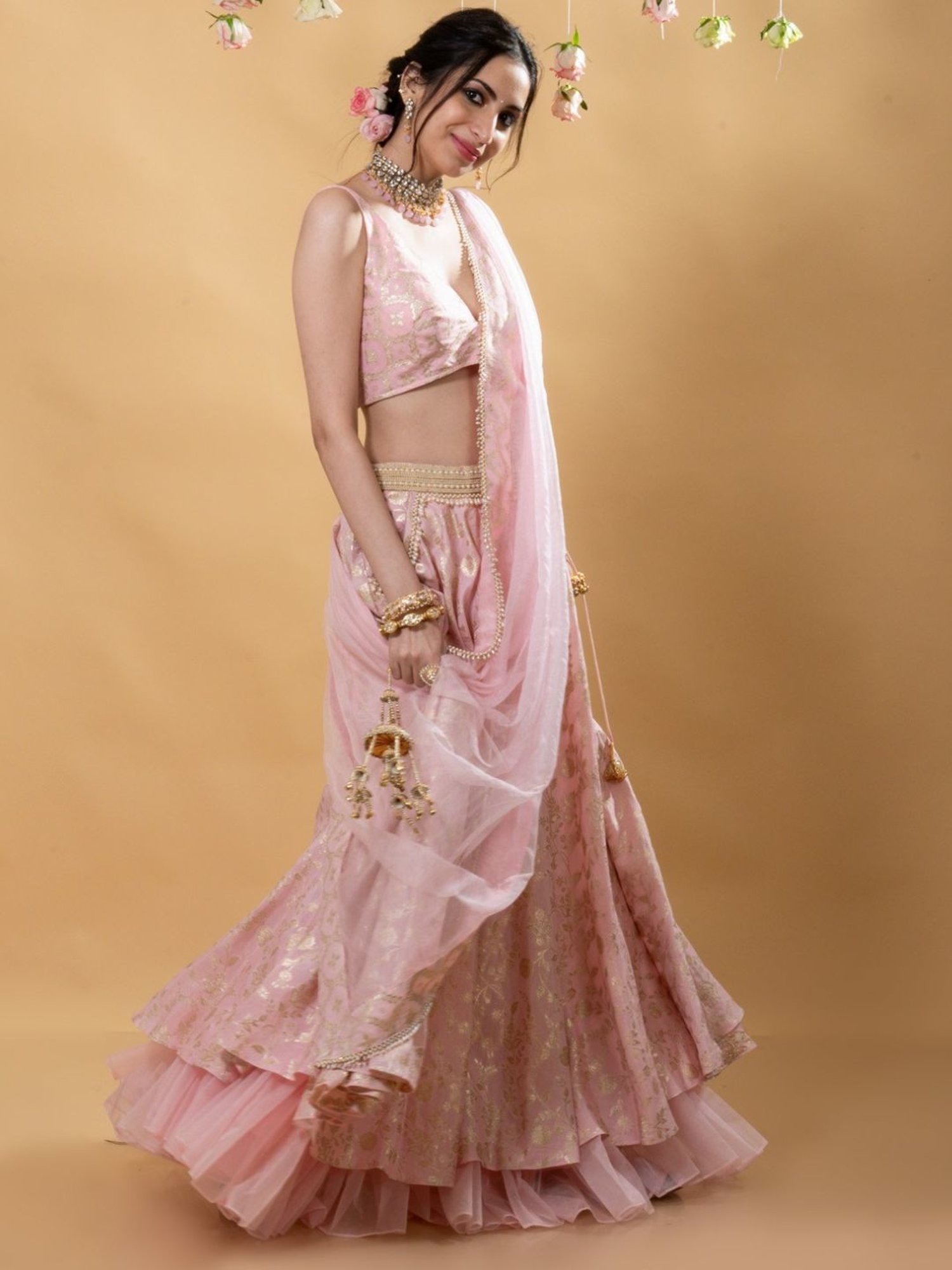 Monk and Mei Sitara Multi Chandini- Brocade Lehenga Set