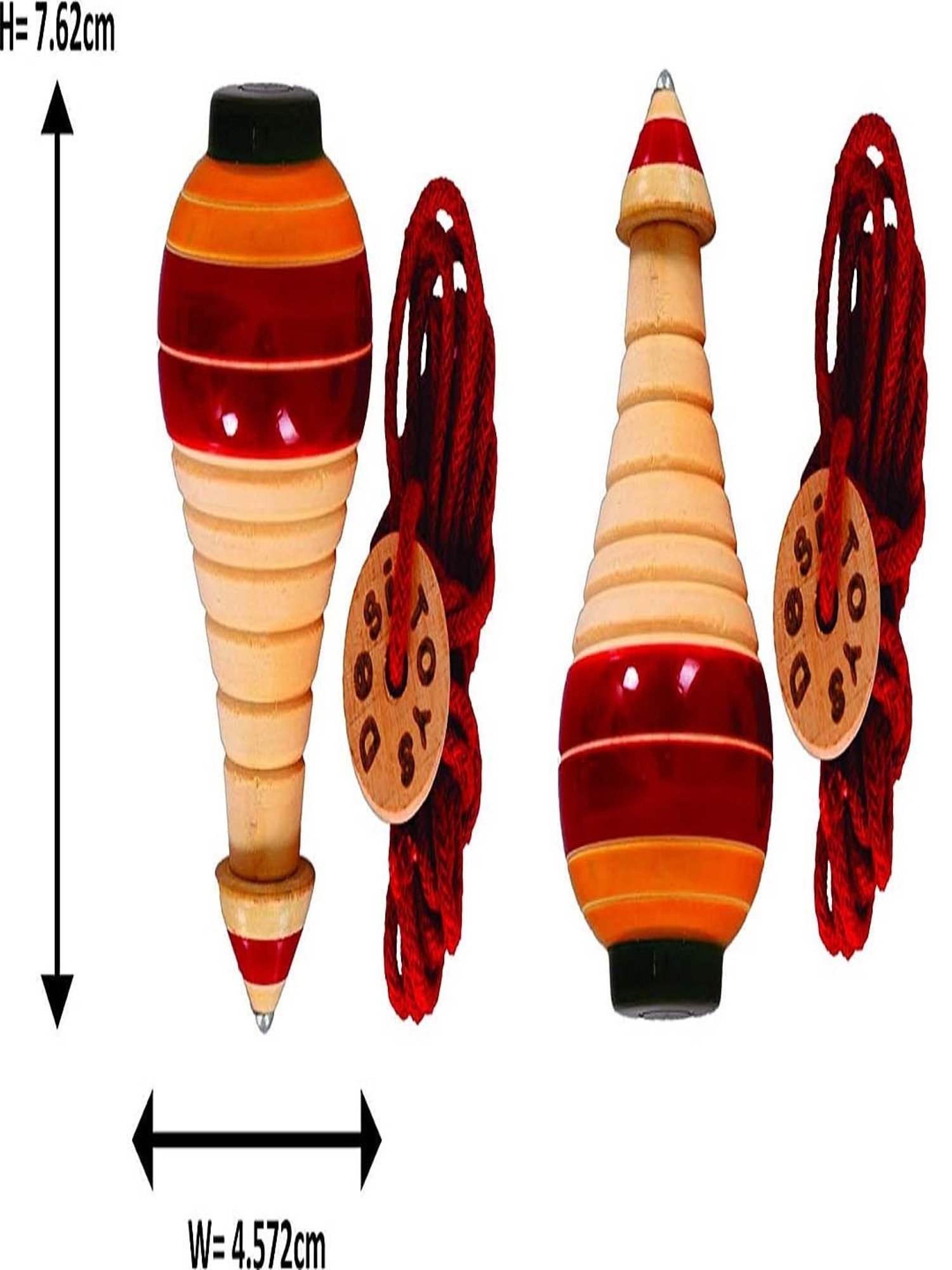 Desi Toys Kids Multicolor Wooden Spinning Top (Pack of 2)