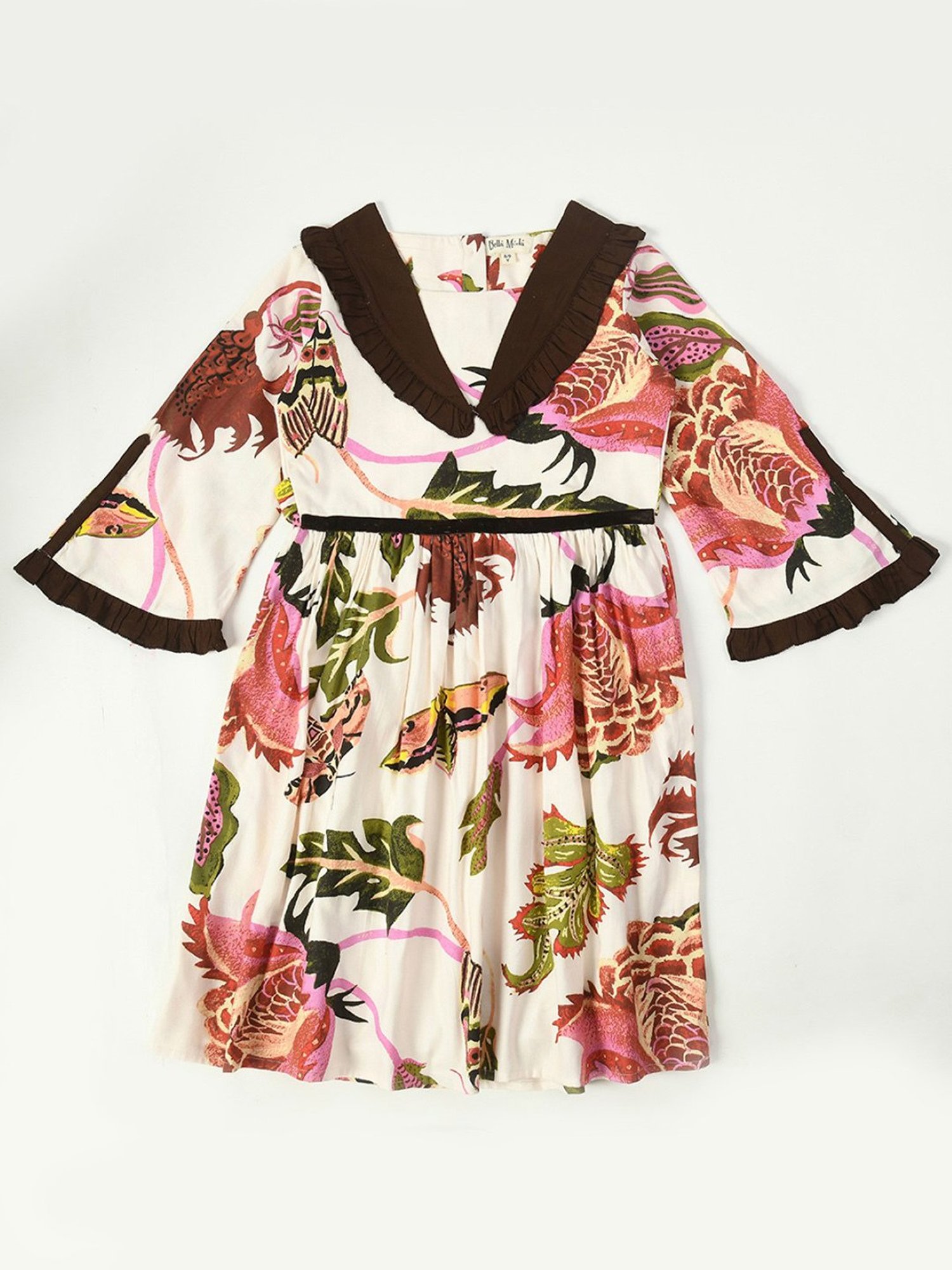 Bella Moda Kids White Printed Full Sleeves Fit & Flare Dress