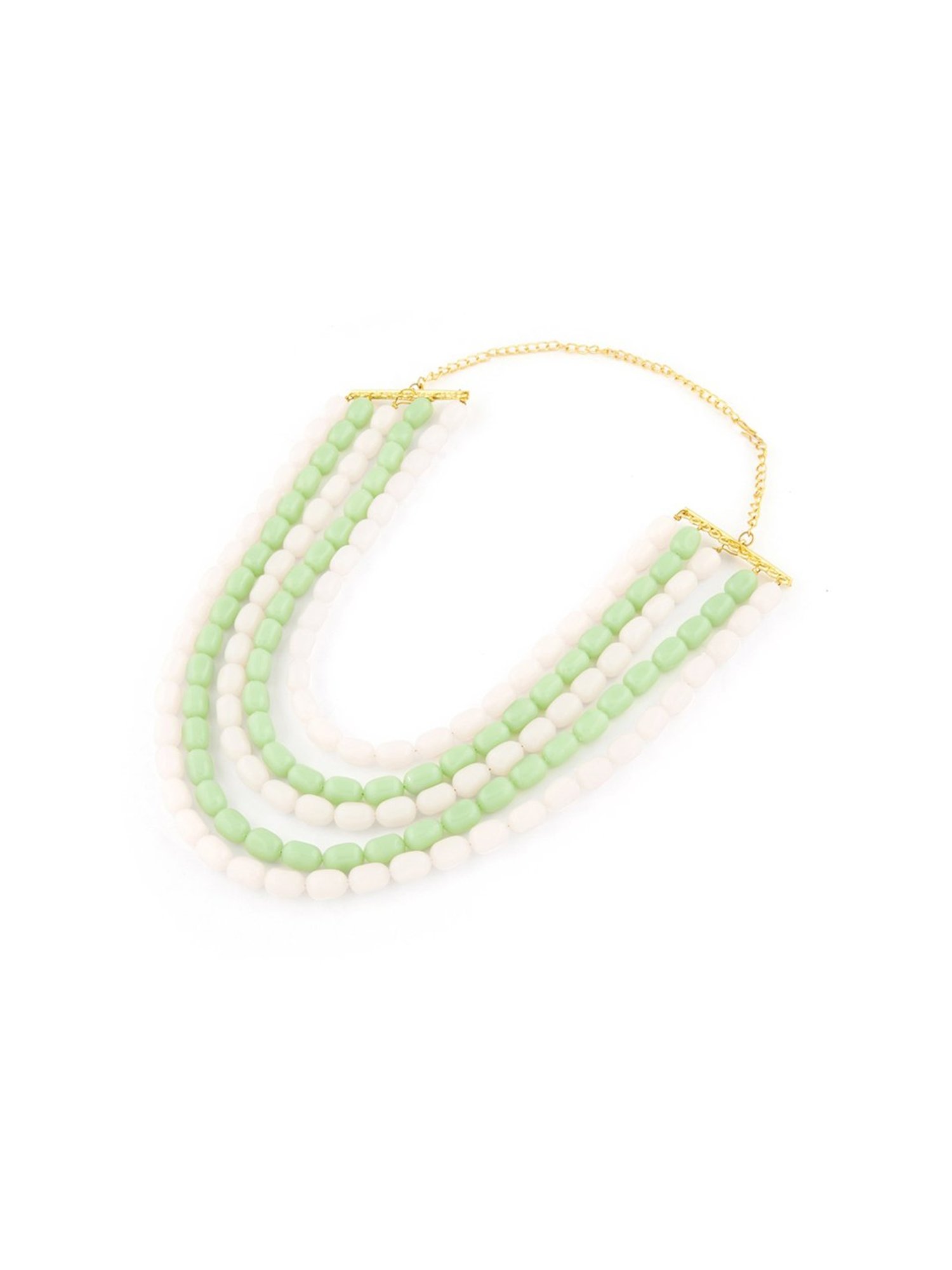 Zaveri Pearls Green Multi Layers Beaded Contemporary Necklace-ZPFK13618