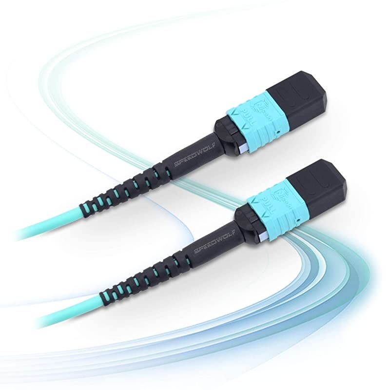 10M 33FT 8 Fibers Type B OM3 MPO MPO Patch Cord Cable FemaleFemale LSZH FTTH MPO to MPO Optical Fiber PatchCord Jumper for 10G QSFP+ and 100G QSFP28 Transceivers Compatible MTP Aqua