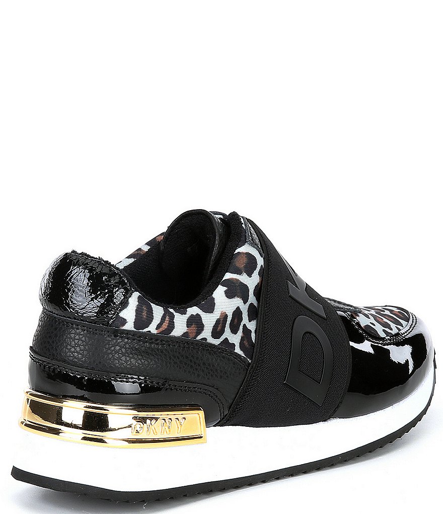 DKNY Marli Leopard Print Logo Strap Slip-On Sneakers
