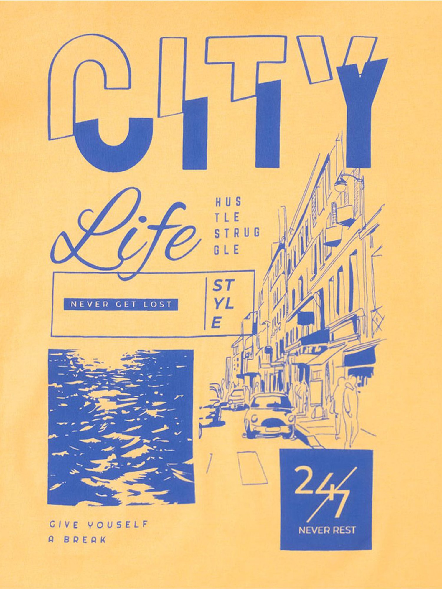 Edheads Kids Yellow & Blue Cotton Printed T-Shirt