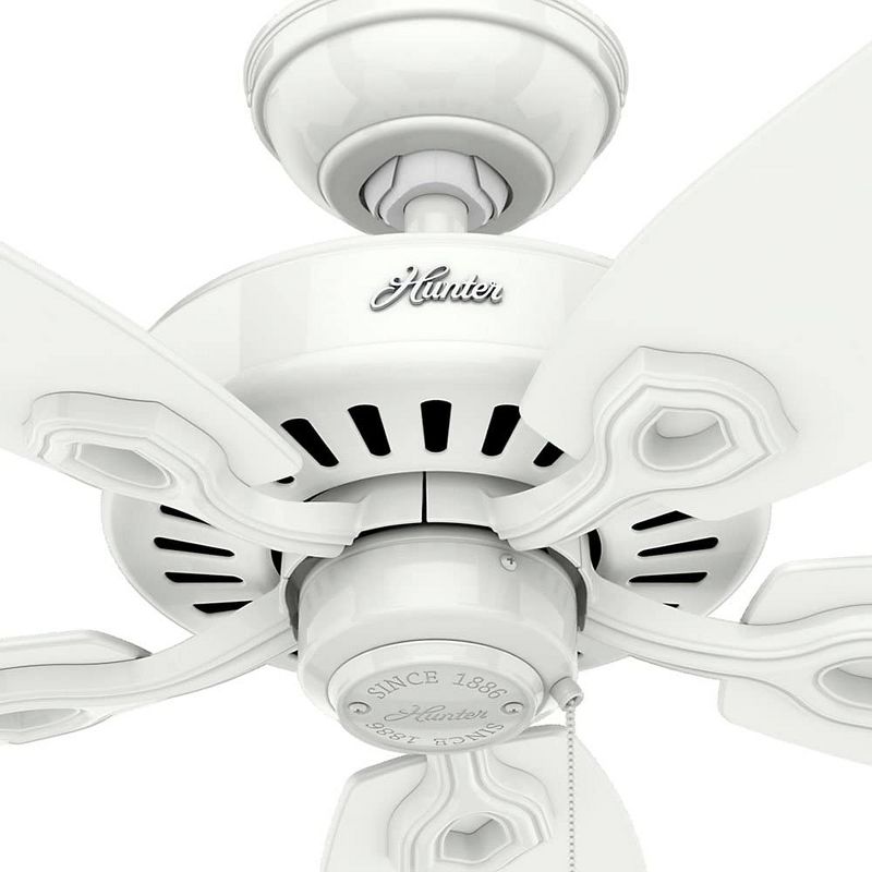 Hunter Fan Company 53240 Builder Elite Traditional 52 Inch Ultra Quiet Indoor Home Ceiling Fan with Pull Chain Control without Lights, White