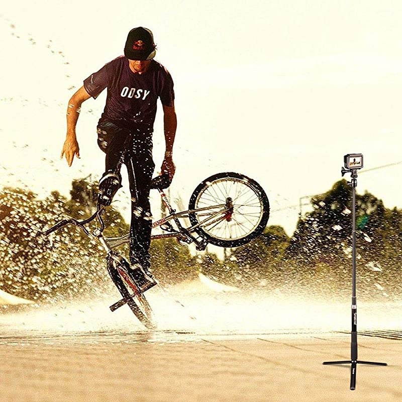 Telescoping Selfie Stick with Tripod Stand Compatible for GoPro Hero 876543+3SessionGOPRO Hero 2018CamerasDJI OSMO ActionRicoh Theta SVCompact Cameras and Cell Phones