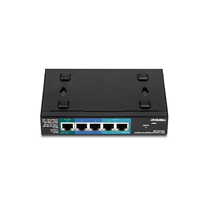 5-Port Gigabit PoE+ Powered EdgeSmart Switch with PoE Pass Through, 18W PoE Budget, 10Gbps Switching Capacity, Managed Switch, Wall-Mountable, Lifetime Protection, Black, TPE-P521ES