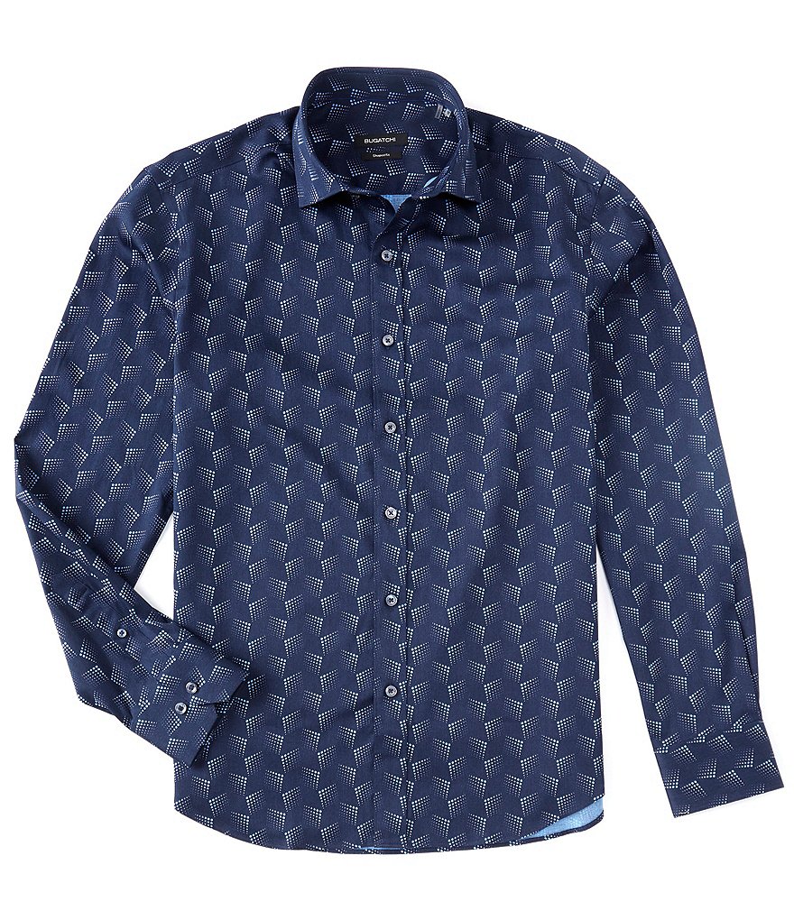 Bugatchi Shaped-Fit 3D Dots Long-Sleeve Woven Shirt
