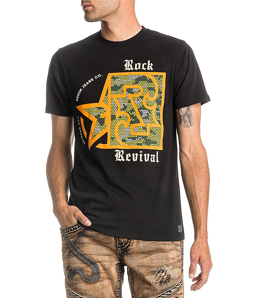 Rock Revival Short-Sleeve Yellow Logo Graphic Tee