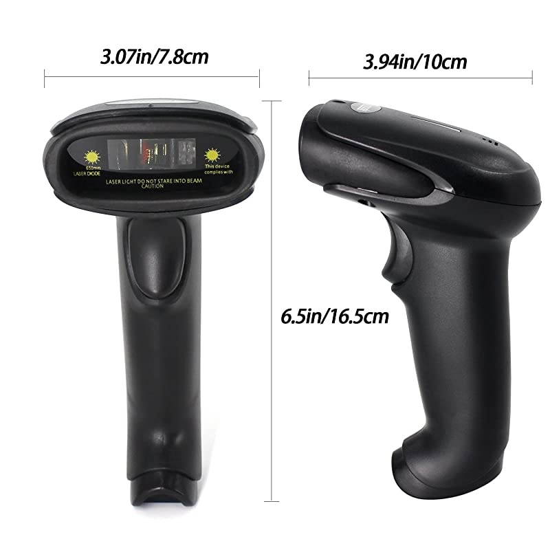USB Wireless Barcode Scanner, Handheld Laser Barcode Reader Scanner (2.4GHz Wireless & USB2.0 Wired) Rechargeable Cordless 1D Barcode Scanner Bar Code Reader Wireless