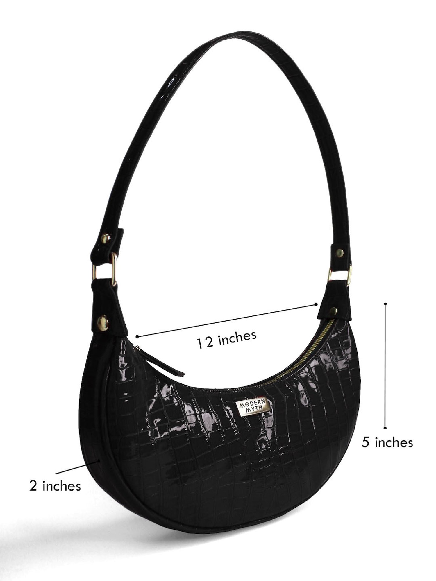 Modern Myth Black Textured Medium Hobo Bag