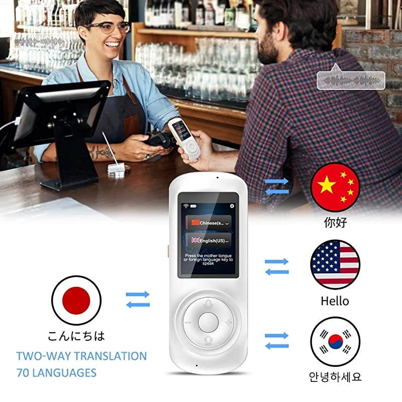 Translator Device Smart Voice Translator with 2.4inch HD Touch Screen Support 70 Languages for Learning Travel Business Shopping