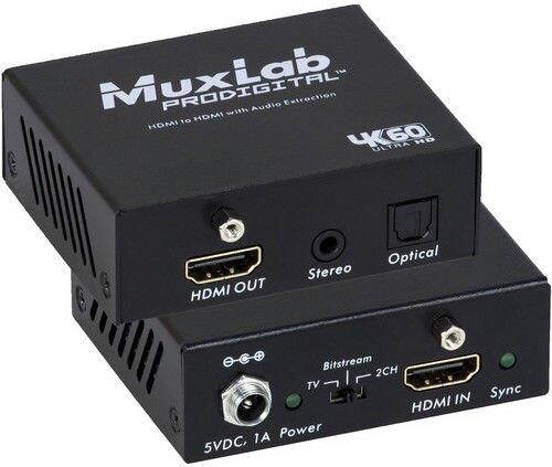 MuxLab 500436 4K/60 HDMI to HDMI Extender with Audio Extraction w/2-Yr Warranty