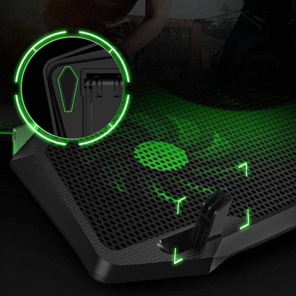RGB Laptop Cooling Pad with 6 Quiet LED Fans 5 Heights Adjustable and Phone Stand, Dual USB Ports Gaming Laptop Cooler for 11"-18" Gaming Laptops (Blue)