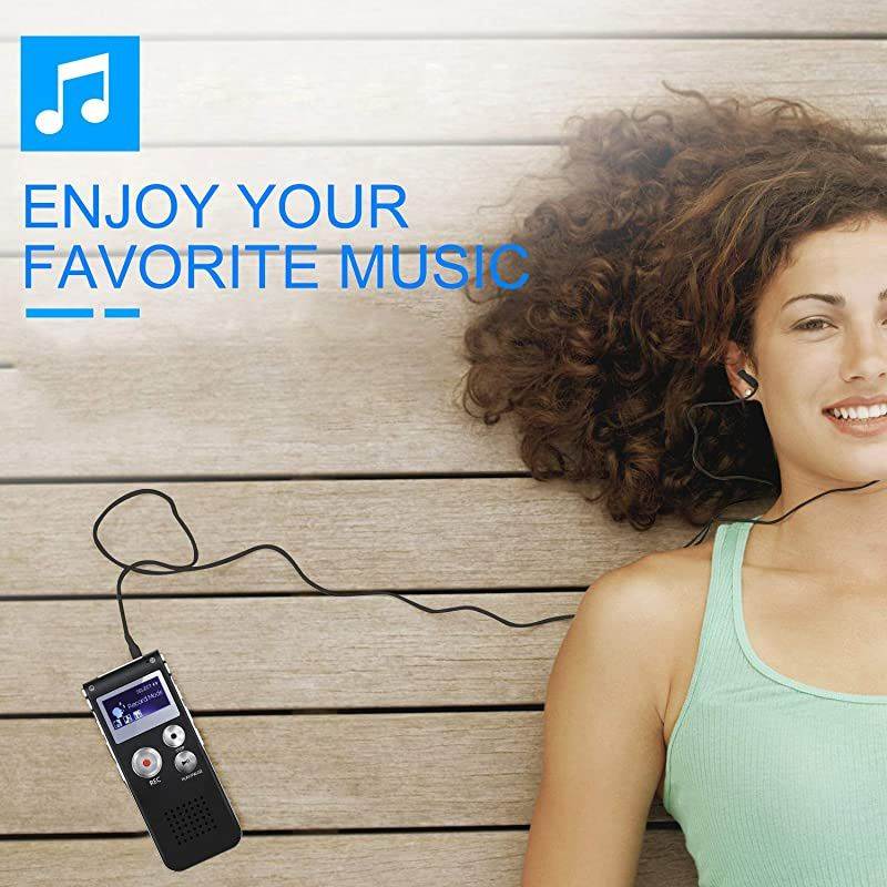 Digital Voice Recorder, 16GB Voice Activated Recorder with Playback,  Mini Audio Recorder for Lectures, Meetings, Interviews, Portable Tape Dictaphone with USB, MP3