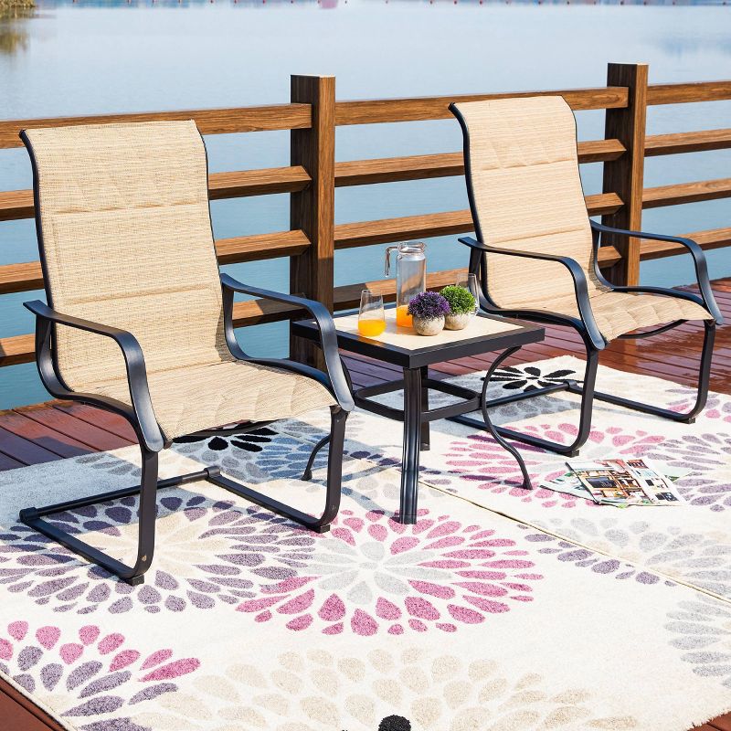 3pc Steel Patio Seating Sets Cream - Lokatse