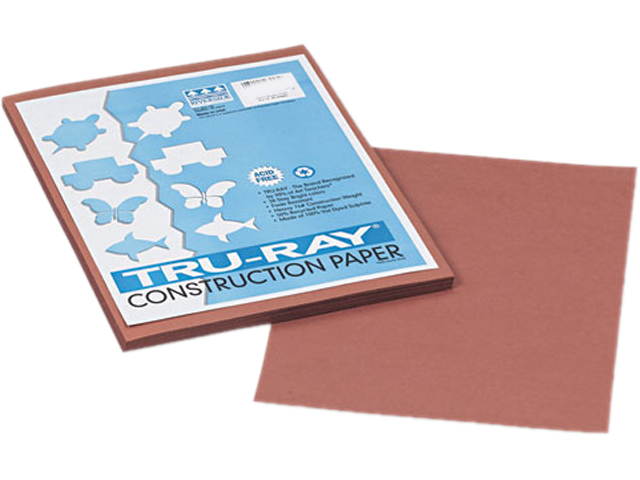 Pacon 103025 Tru-Ray Construction Paper, 76 lbs., 9 x 12, Warm Brown, 50 Sheets/Pack