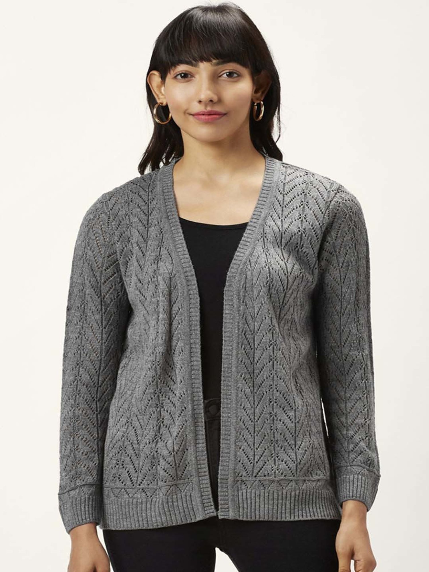 Honey by Pantaloons Grey Self Pattern Shrugs