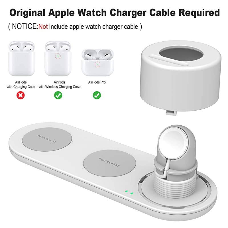 Wireless Charging Station 3 in 1 Compatible with Apple Watch SE 6 5 4 3 2 1 Wireless Charger Multiple Charger for iPhone 12/12 mini/Pro/11/X/Xs/Airpods Pro Charger Station Dock Stand