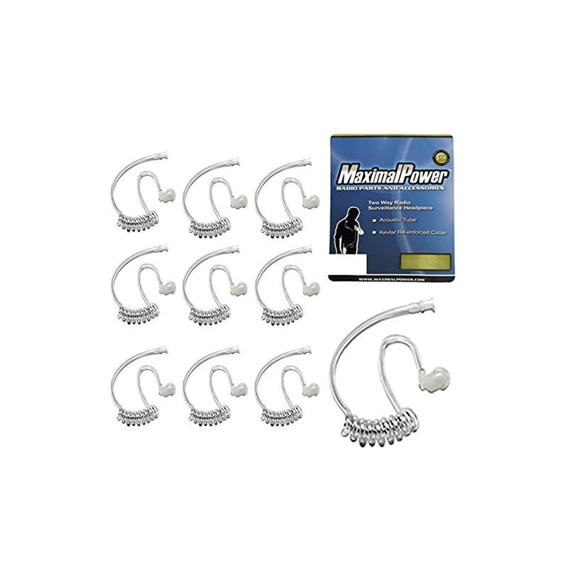 Twist On Replacement Acoustic TubeClear Coil for TwoWay Radio Headsets 10 Pack