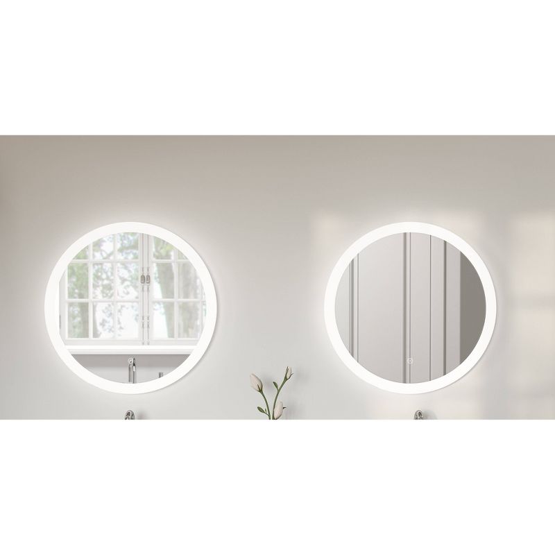22"x22" Premium Lumen Single Round Frameless Wall Mirror with Dimmable LED and Anti Fog Glass - Tosca