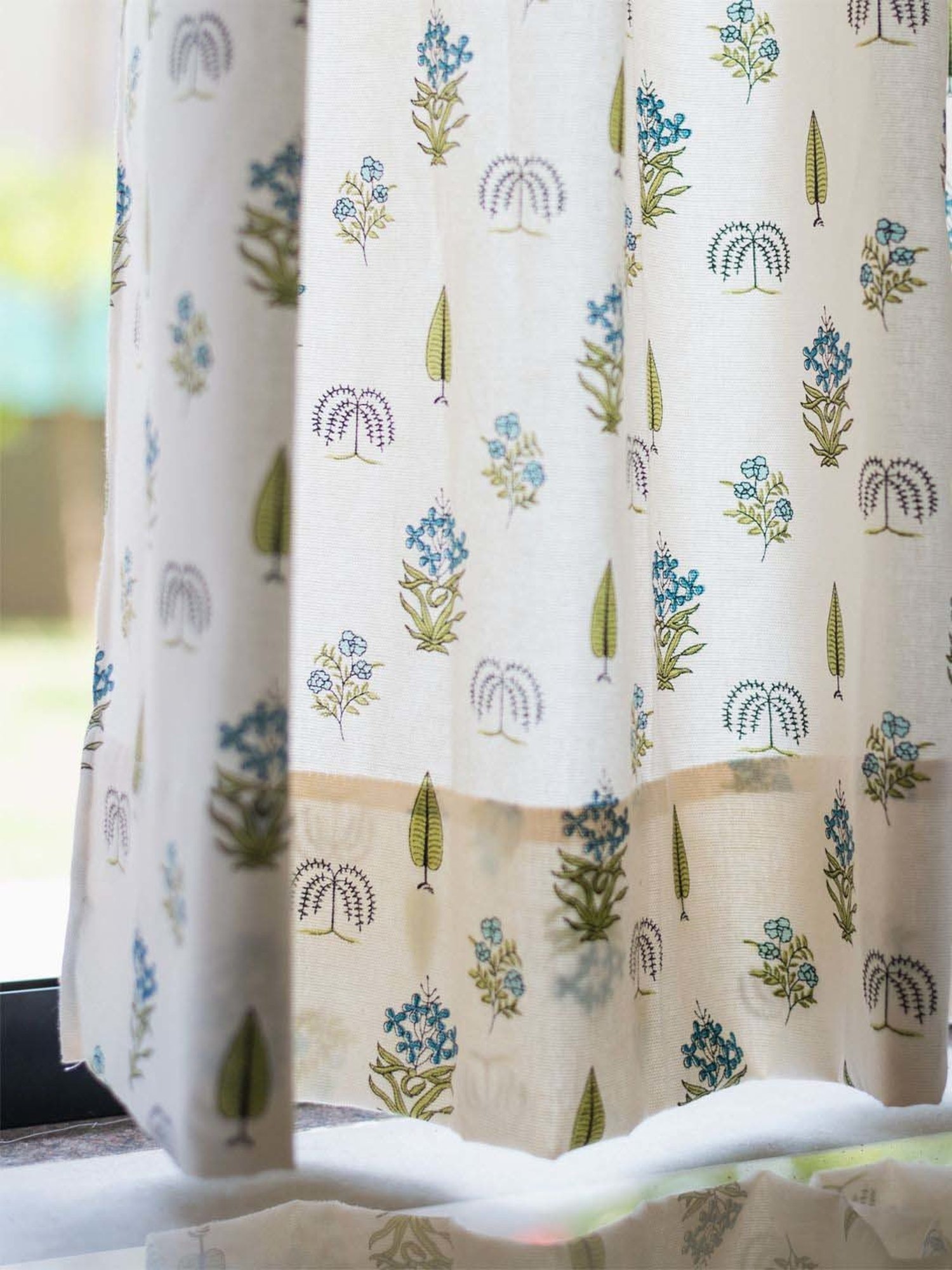 Urban Space Blue Cotton Door Curtain With Tieback & Eyelet - Set of 2