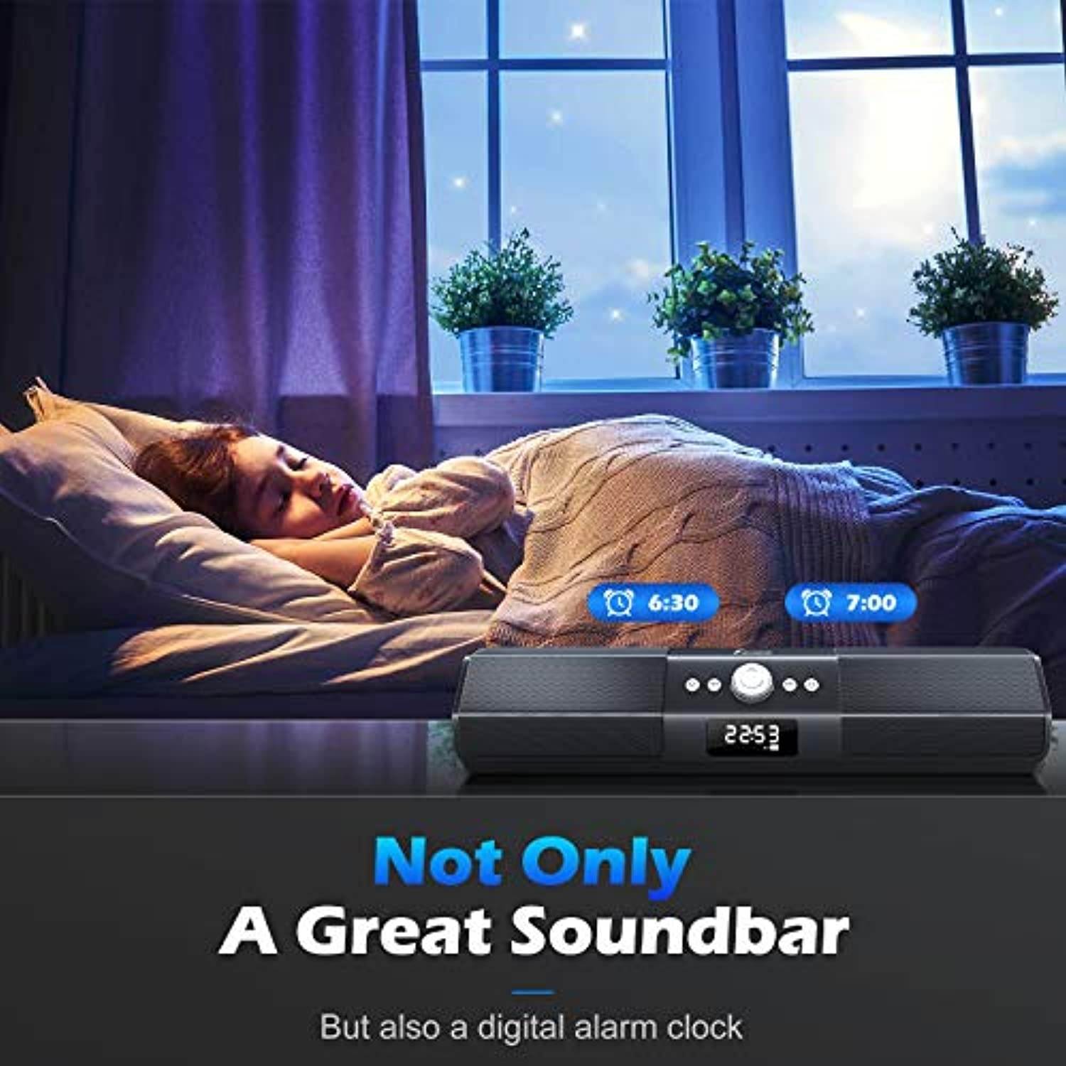 Sound Bar Wireless Speakers: Foxnovo 105dB Deep Bass Soundbar - with Sound Guide Port Home Theater Audio TV Soundbar - with 1.8" LCD Display Noise Filter Sound Bars for TV | PC | Cellphone | Tablets