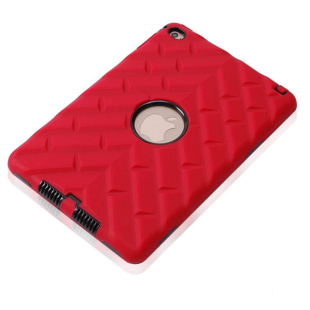 iPad mini 4 Case, iPad A1538/A1550 Case, Hocase Rugged Shockproof Anti-Slip Hybrid Hard Shell+Silicone Rubber Bumper Protective Case for Apple iPad mini 4th Generation 2015 - Red / Black