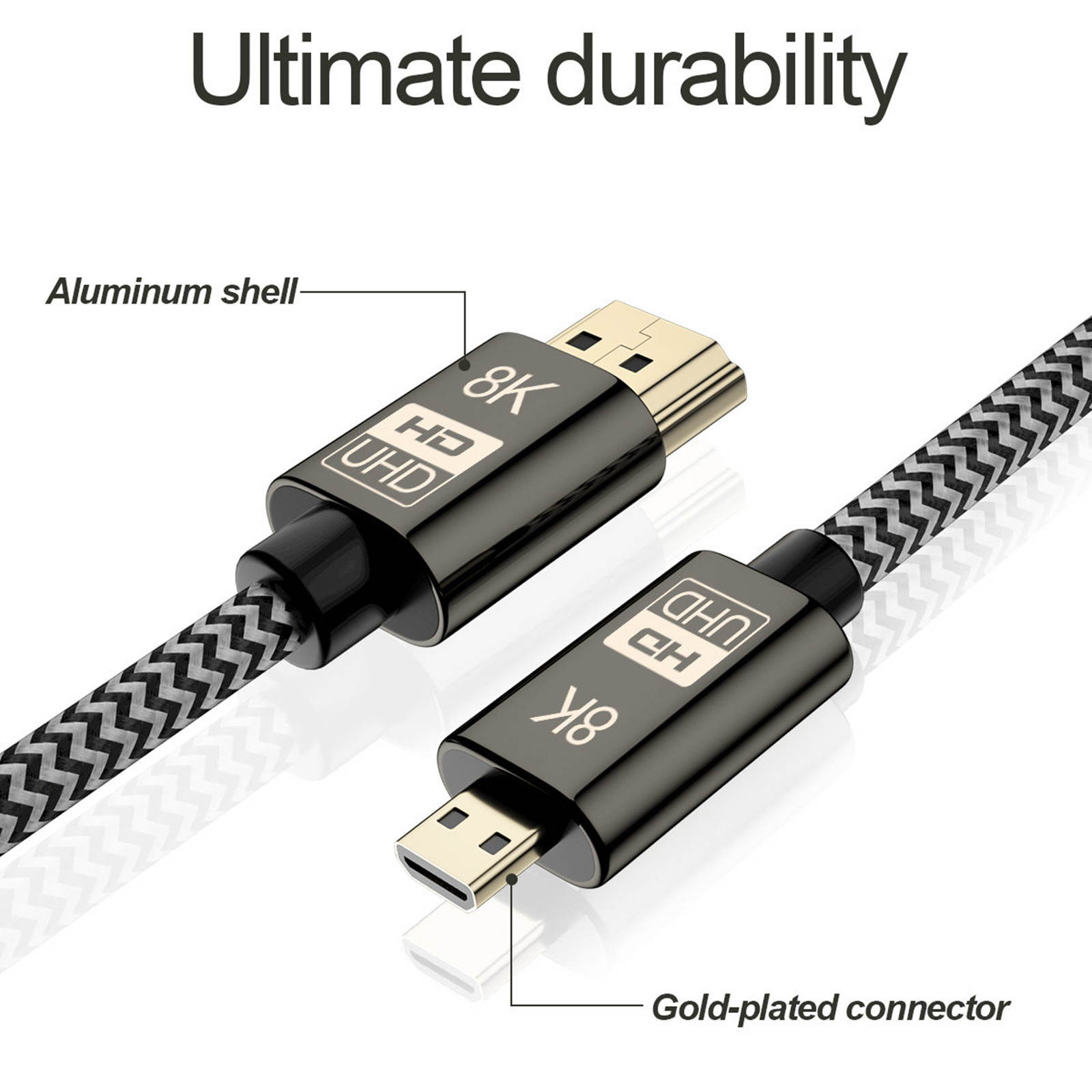 CableDeconn Micro HDMI to HDMI 2.1 8K Cable High Speed 8K@60Hz 4K@120Hz Male to Male Ultra HD HDR Adapter for Digital Cameras, camcorders, Tablets and Other Devices with Micro HDMI 1.5M