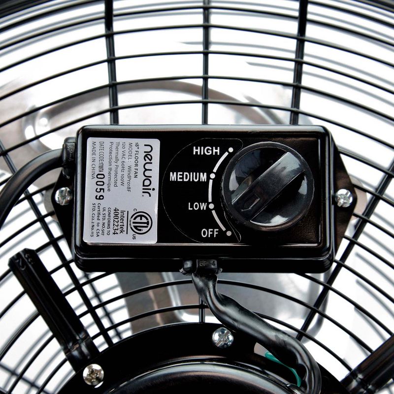 NewAir 18" High Velocity Portable Floor Fan with 3 Fan Speeds and Long-Lasting Ball Bearing Motor