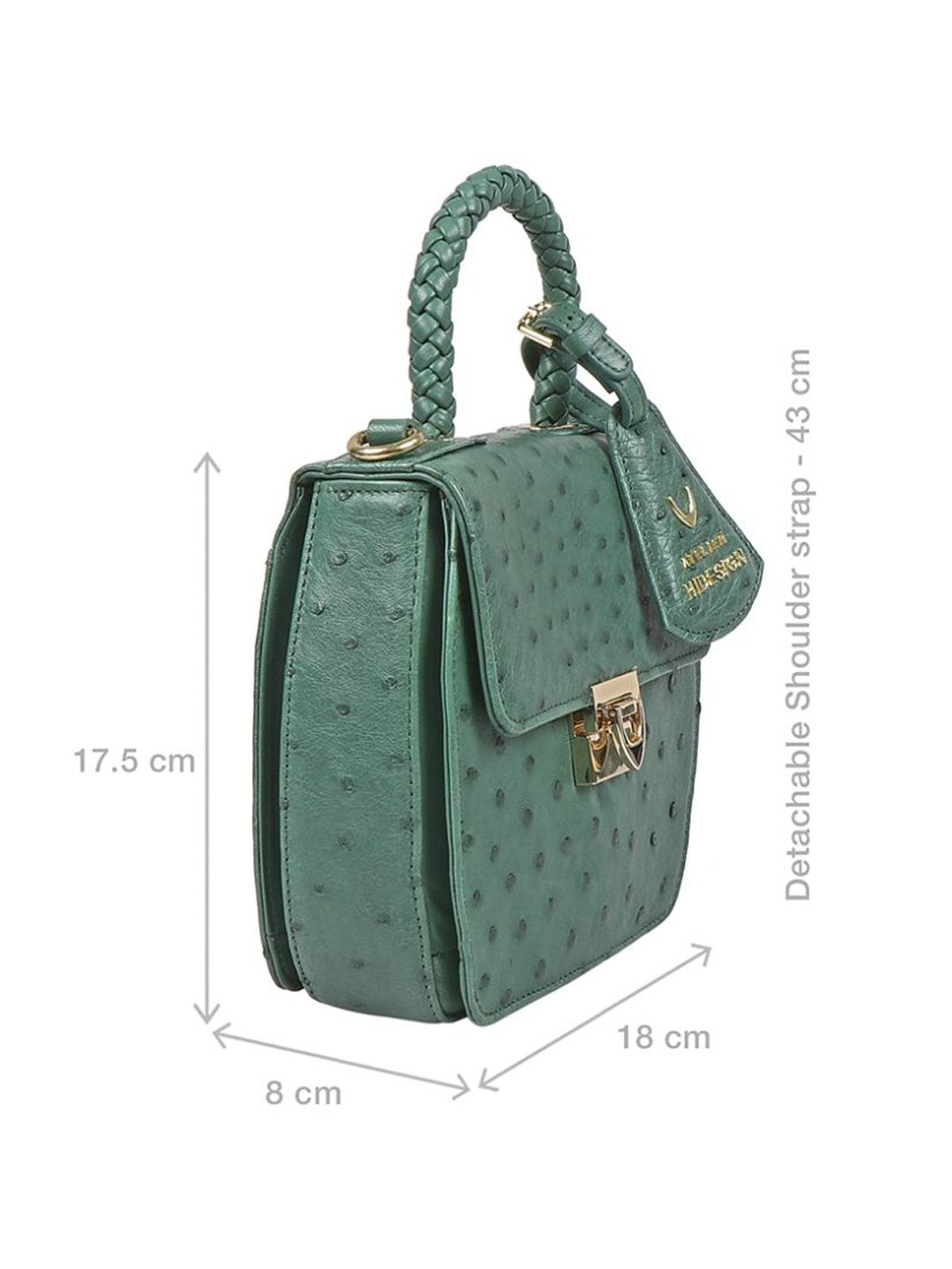 Hidesign Atelier Eda 04 Ostrich Green Textured Medium Handbag