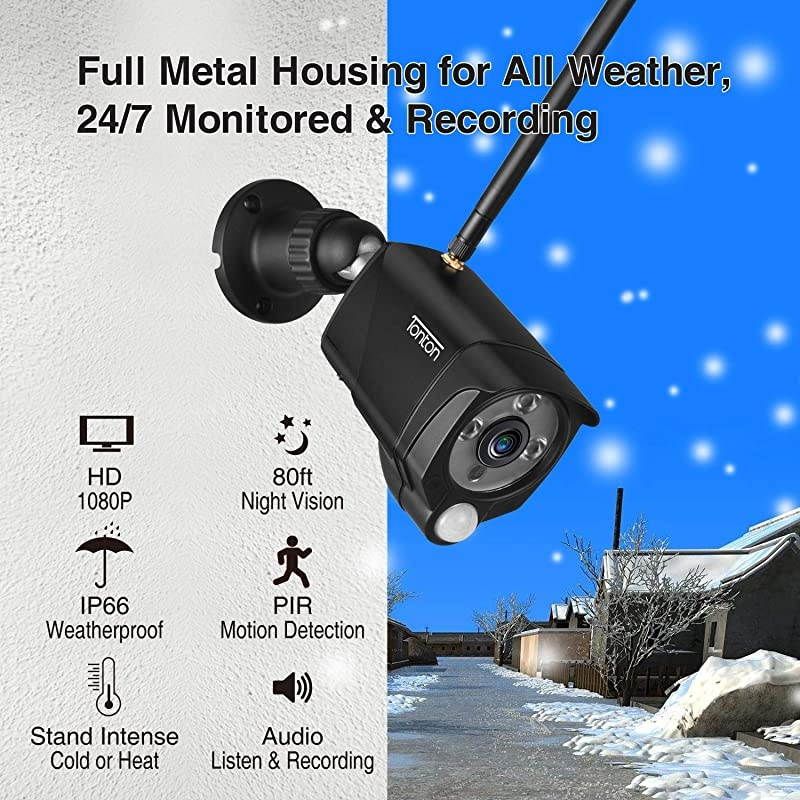 3MP & 2 Way Audio]  Ultra HD Security Camera System Wireless,8CH NVR Recorder with 2TB HDD and 8PCS 3MP Outdoor Bullet Cameras with PIR Sensor,Floodlight,Plug and Play,Easy Installation(Black)