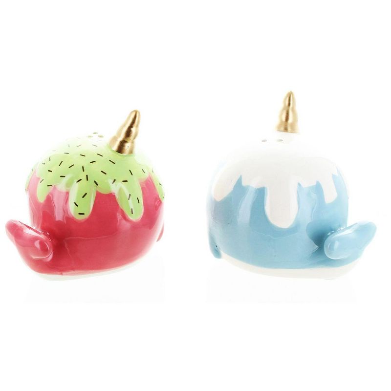 Se7en20 Glitter Galaxy Pink & Blue Ice Cream Cone Narwhal Salt & Pepper Shaker Set