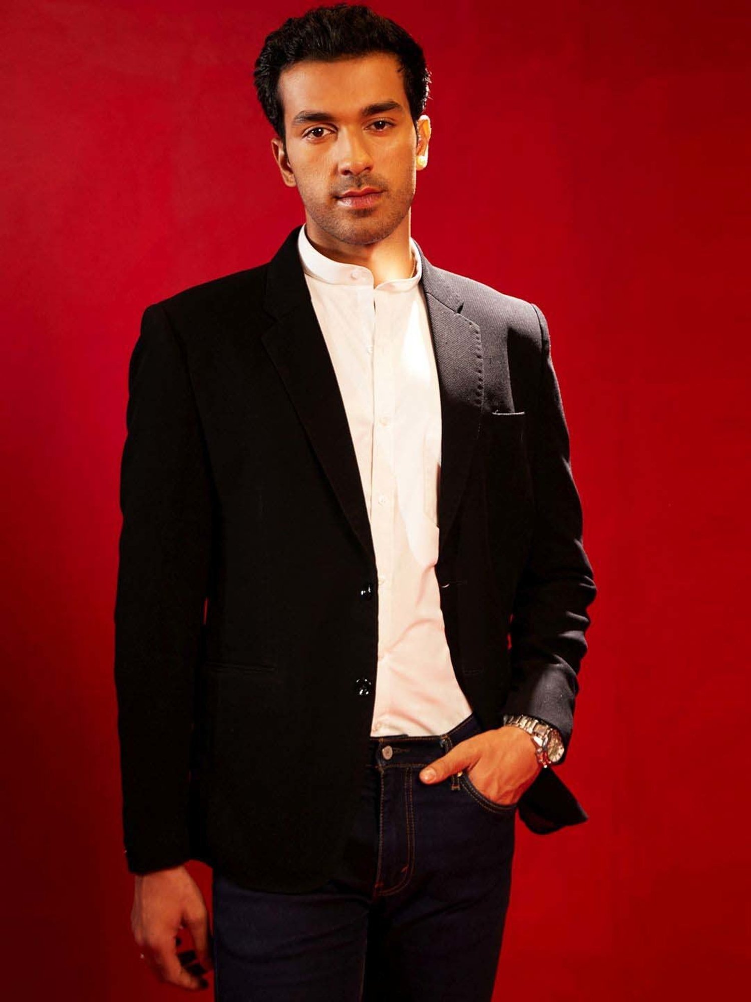 Vastramay Black Regular Fit Blazer