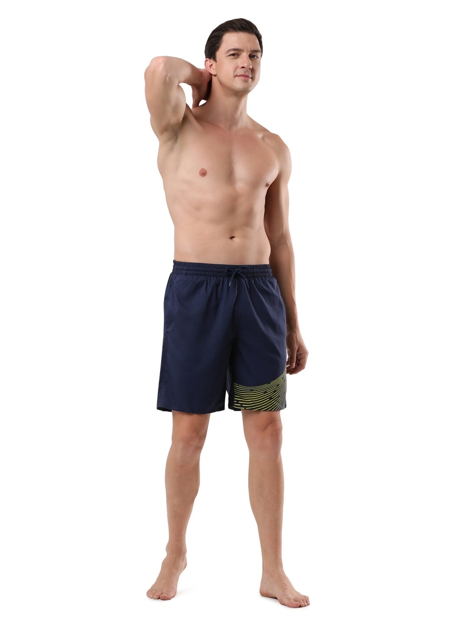 Speedo Navy Regular Fit Printed Swim Shorts