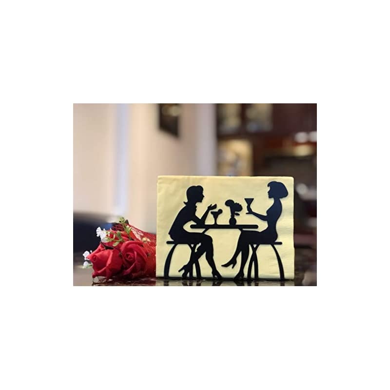 Holder: Freestanding Tissue Dispenser/Holder; Table Holder for Home Kitchen Restaurant Picnic Party wedding etc./ Galvanized Decor (Black)