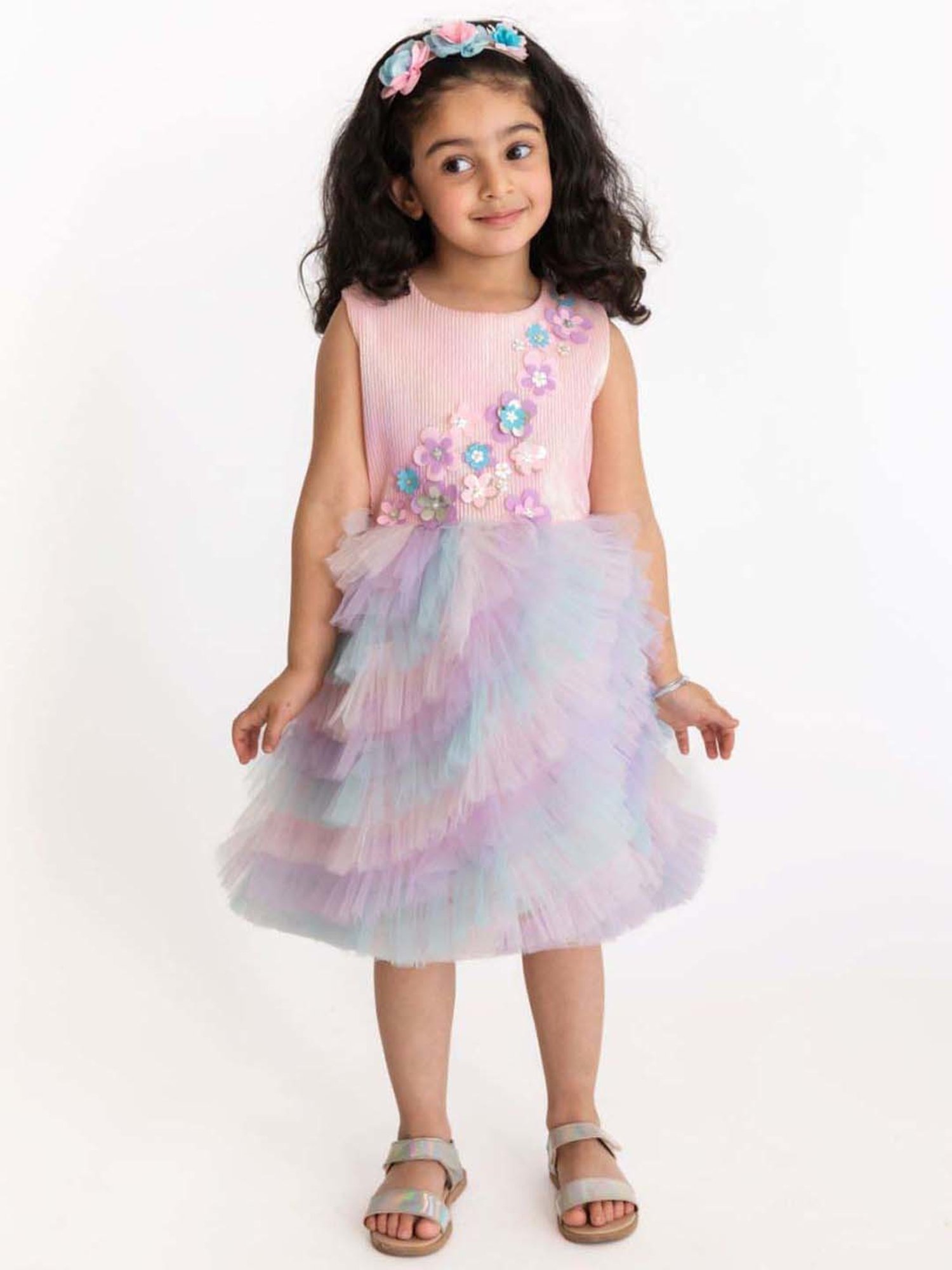 A Little Fable Lavender Applique Dress