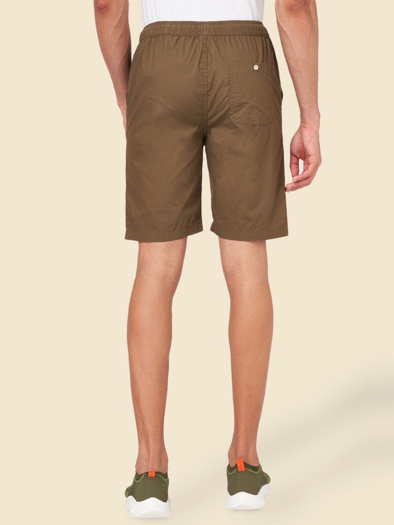Urban Ranger by Pantaloons Olive Cotton Slim Fit Shorts