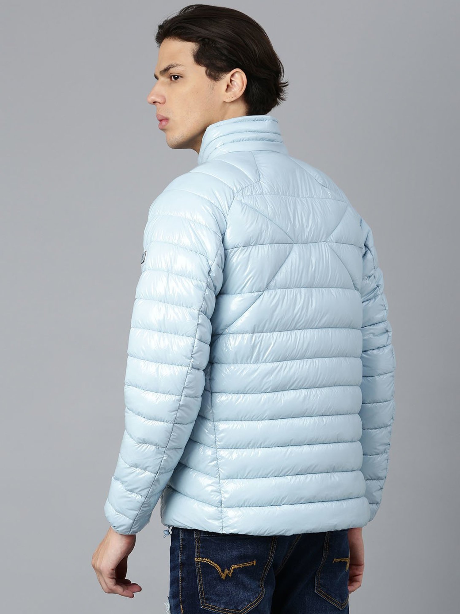 Woods Light Blue Regular Fit Quilted Jacket