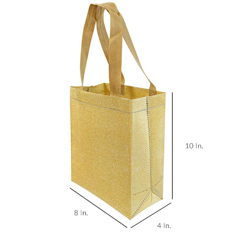 12pc Glitter Gift Bags Gold